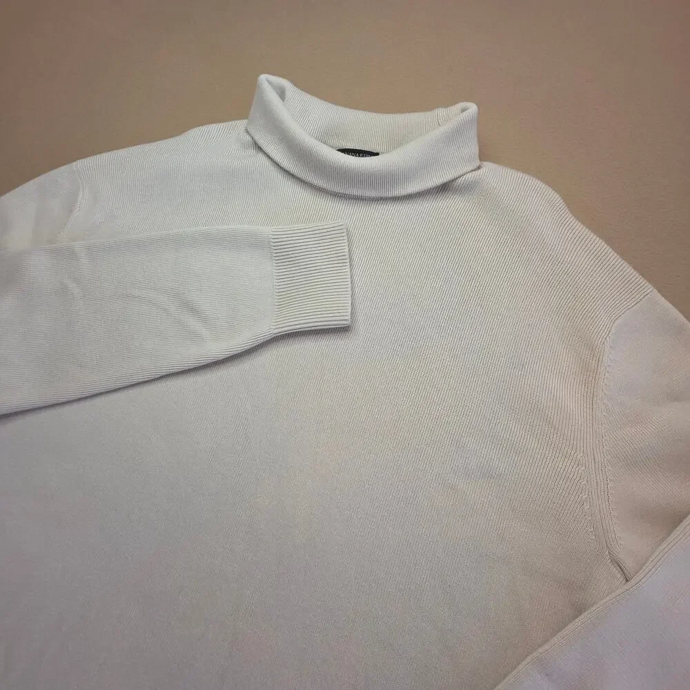 Banana Republic Supima Cotton Sportif Mock Neck Sweater Cream Sz Large